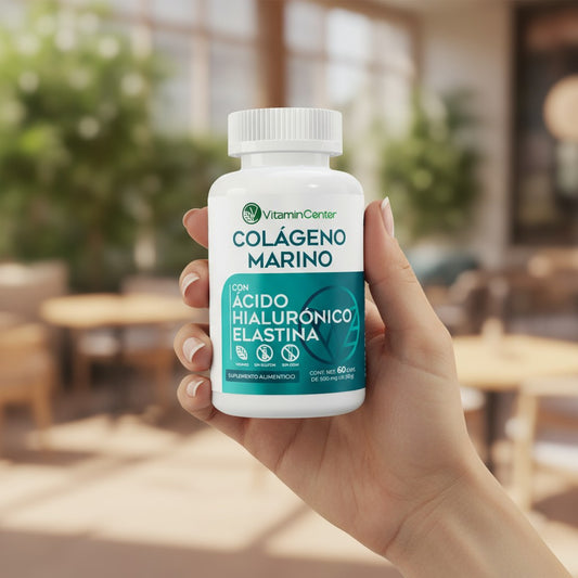 Colágeno Marino con Ácido Hialurónico y Elastina (Suplemento Alimenticio) | Vitamin Center | 60 Cápsulas