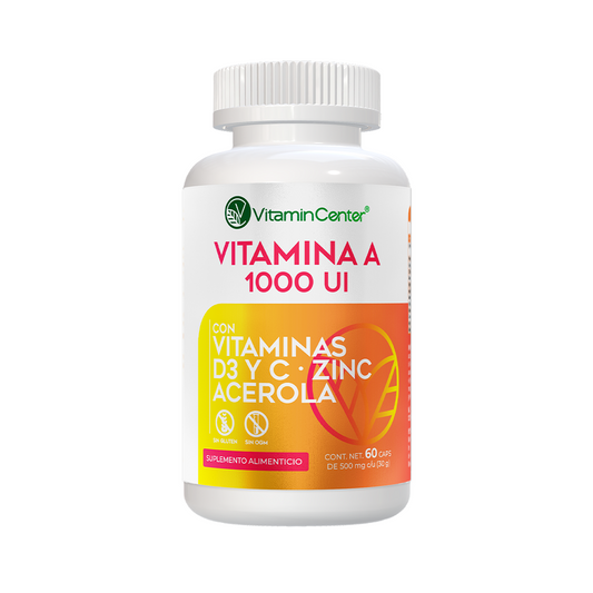 VITAMINA A 1,000 UI (Suplemento Alimenticio) | Vitamin Center | 60 Cápsulas