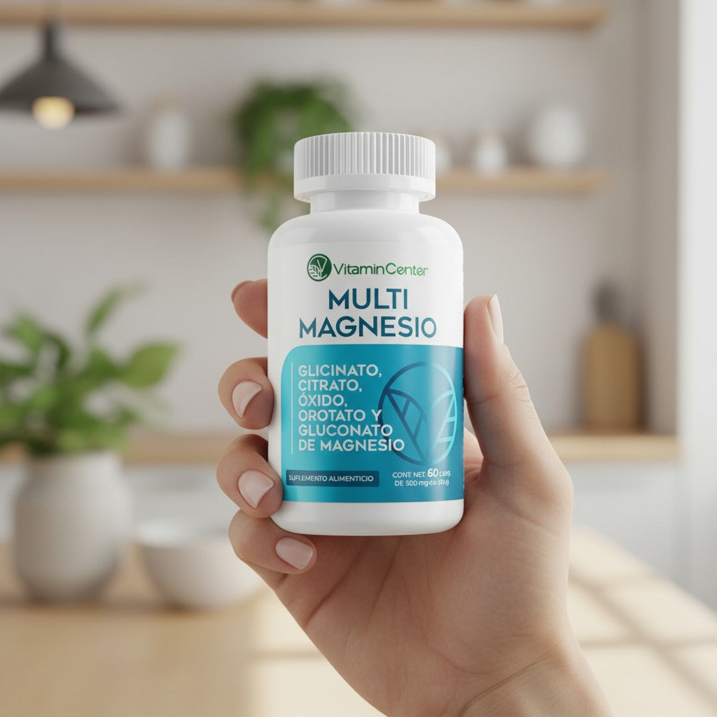 Multi Magnesios c/ Glicinato, Citrato, Óxido, Orotato y Gluconato de Magnesio